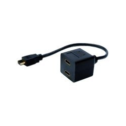 Kabel DIGITUS HDMI Y-splitter type A -2xtype A M/F 0.2m passiv Full HD gold bl