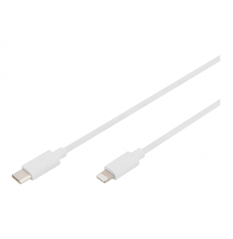 Kabel DIGITUS Type C to lightning MFI C94 2m filling+AL+B jacket PVC white OD 3.5mm