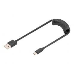 Kabel DIGITUS USB Type A to USB Type C Spring TPE USB 2.0 PD60W Max 1m
