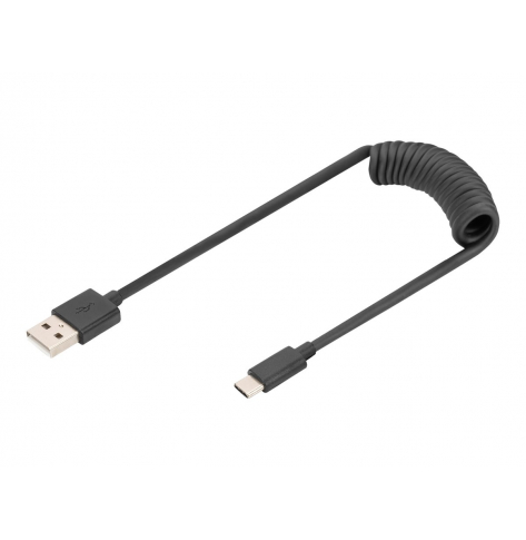 Kabel DIGITUS USB Type A to USB Type C Spring TPE USB 2.0 PD60W Max 1m