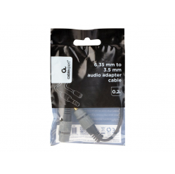 GEMBIRD A-63M35F-0.2M adapter audio 6.35mm do 3.5mm, 0.2m, czarny