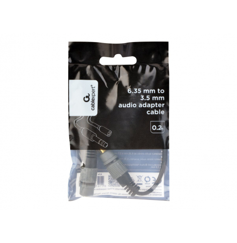 GEMBIRD A-63M35F-0.2M adapter audio 6.35mm do 3.5mm, 0.2m, czarny