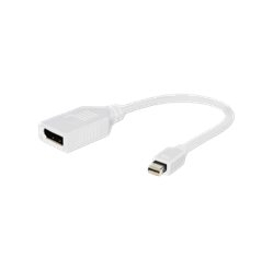 GEMBIRD adapter Displayport mini(M) -> Displayport(F) bialy na kablu 10cm