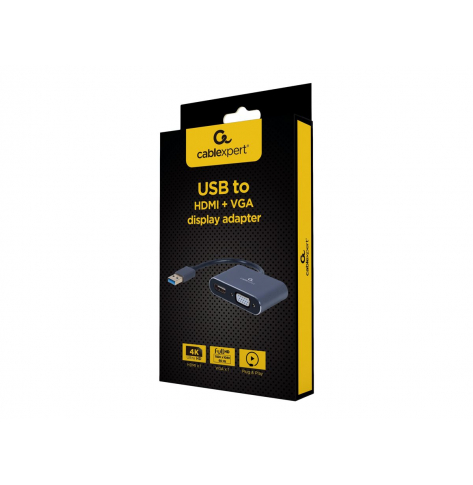 GEMBIRD Adapter z USB 3.0 na HDMI + VGA szary