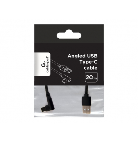 Kabel GEMBIRD CC-USB2-AMCML-0.2M USB-C katowy w oplocie tekstylnym 0.2m czarny