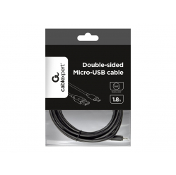Kabel GEMBIRD CC-USB2-AMmDM-6 dwustronny micro USB do USB 2.0 AM1.8M, czarny