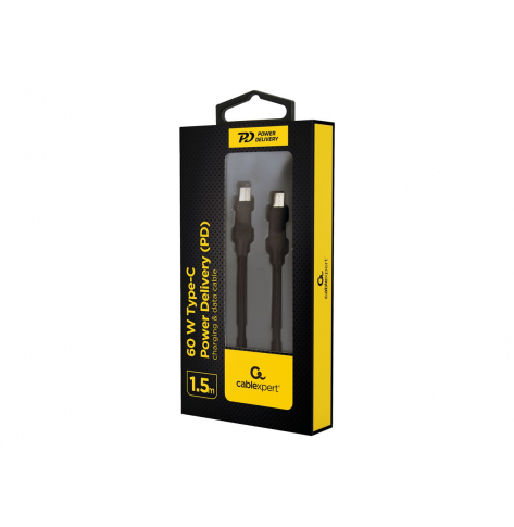 Kabel GEMBIRD CC-USB2-CMCM60-1.5M premium do ladowania i transmisji danych 60W Typ-C Power Delivery PD 1.5m