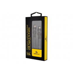 Kabel GEMBIRD CC-USB2B-CM8PM-1.5M USB-C do 8-pinowego kabla do ladowania i transmisji danych premium oplot bawelniany 1.5m