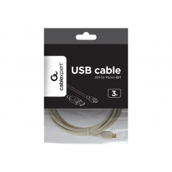 Kabel GEMBIRD CCP-mUSB2-AMBM-W-10 Micro-USB 2.0, 3m, bialy