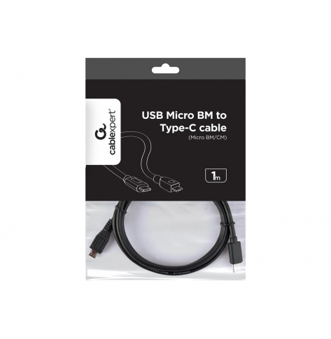 Kabel GEMBIRD CCP-USB2-MBMCM-1M USB-C >micro USB 1m, czarny