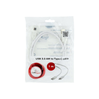 Kabel GEMBIRD CCP-USB3-AMCM-1M-W USB-C 3.0, 1m, bialy