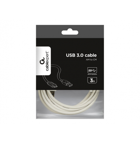 Kabel GEMBIRD CCP-USB3-AMCM-W-10 USB-C 3.0, 3m, bialy