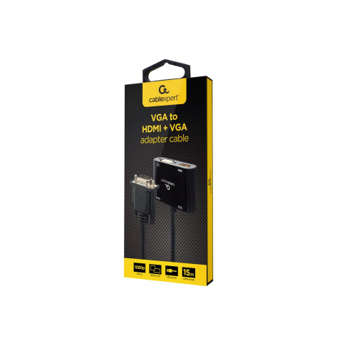 Kabel GEMBIRD Konwerter sygnalu VGA do HDMI czarny 0.15m