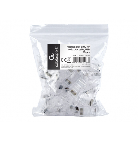 GEMBIRD LC-8P8C-001/50 wtyk sieciowy RJ45 (50 sztuk) kat. 5e, 8P8C, 30U, do drut