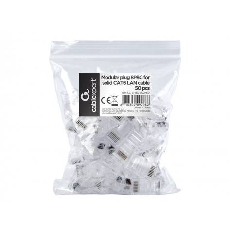 GEMBIRD LC-8P8C-002/50 wtyk sieciowy RJ45 (50 sztuk) kat. 6, 8P8C, 30U, do drut