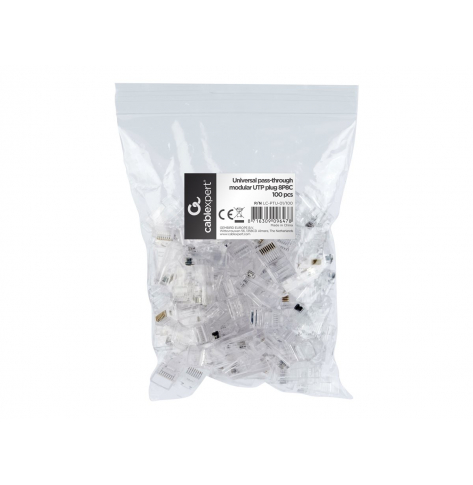 GEMBIRD LC-PTU-01/100 wtyk sieciowy RJ45 (100 sztuk) przelotowy UTP,8P8C,do drut