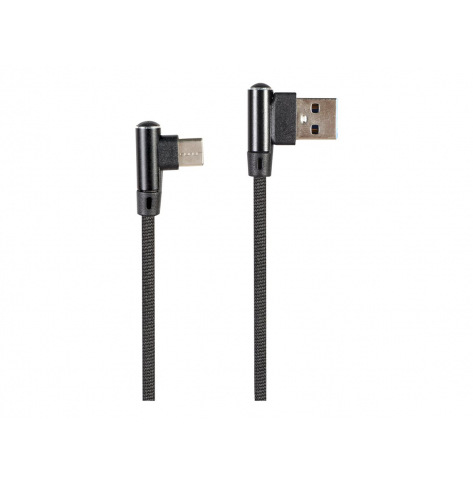 GEMBIRD obustronnie katowy USB Type-C w oplocie wtyki w oslonie metalowej 1m kolor czarny