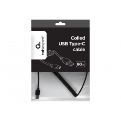 GEMBIRD spirala USB 2.0 AM-USB Type-C 1.8m czarny