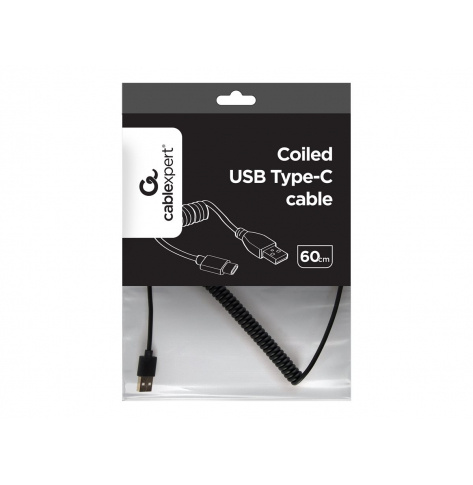 GEMBIRD spirala USB 2.0 AM-USB Type-C 1.8m czarny