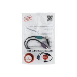 GEMBIRD UAPS12-BK adapter 2 porty PS2 (mysz i klawiatura) na port usb, czarny