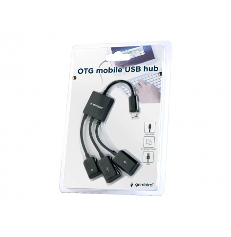 Kabel GEMBIRD UHB-OTG-02 micro USB 2.0 OTG BM -> 2x USB AF + micro BF, 0,15 m