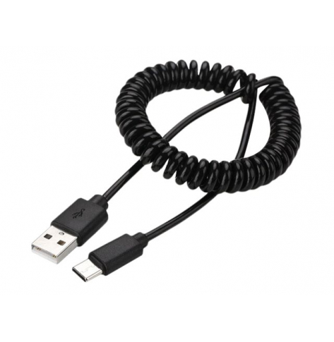 Kabel GEMBIRD USB typu C spirala USB 2.0 AM-USB -> Type-C 0.6m czarny