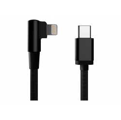 Kabel GEMBIRD USB-C - do 8 pin katowy w oplocie tekstylnym 0.2m czarny