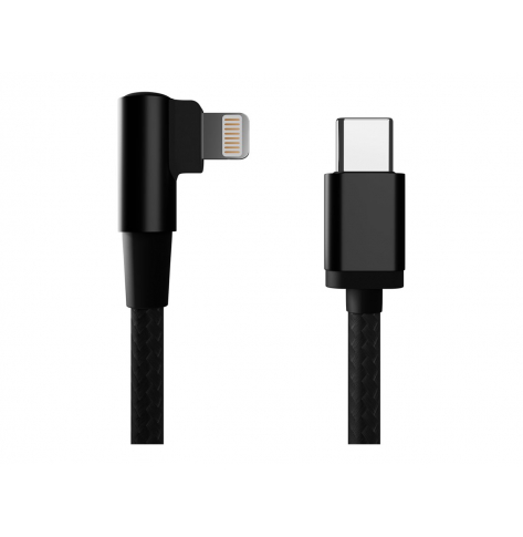Kabel GEMBIRD USB-C - do 8 pin katowy w oplocie tekstylnym 0.2m czarny