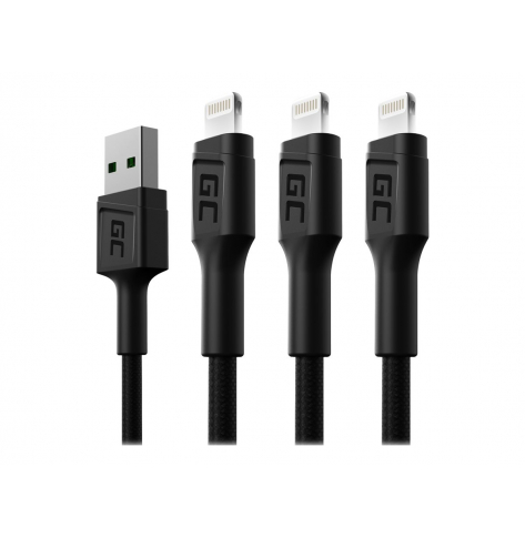 Kabel GREEN CELL 3x GC Ray USB - Lightning 200cm white LED backlight