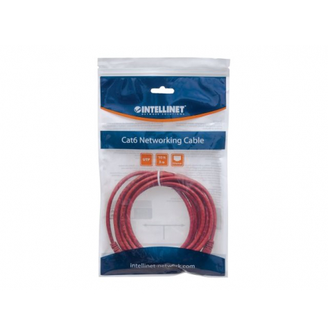 Kabel INTELLINET 319799 krosowy RJ45. kat. 5e UTP. 3m czerwony