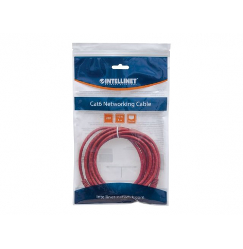 Kabel INTELLINET 342131 krosowy RJ45. kat. 6 UTP. 0.5m czerwony