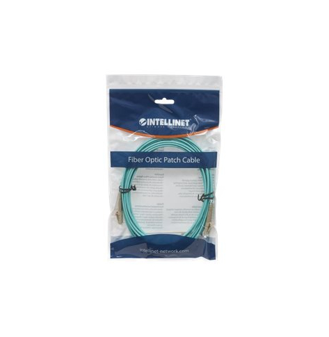 Kabel INTELLINET Fiber Optic Patch LC/LC OM3 10m aqua 50/125um Duplex Multimode