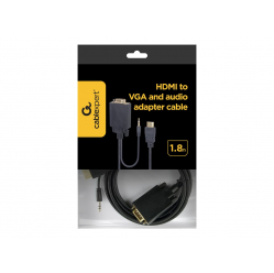 GEMBIRD adapter HDMI-A(M) ->VGA (F) + audio na kablu 1.8m czarny