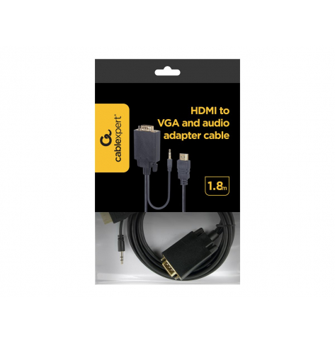 GEMBIRD adapter HDMI-A(M) ->VGA (F) + audio na kablu 1.8m czarny
