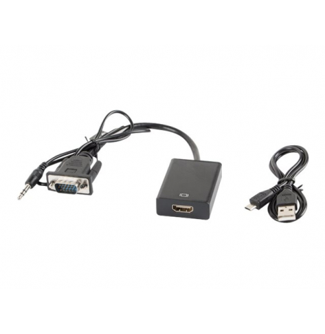 LANBERG AD-0021-BK adapter VGA (F) + audio jack 3.5mm - HDMI (F) 0.2m