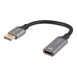 LANBERG AD-DP-HD-04 adapter DisplayPort - HDMI M/F 8K 20cm srebrny