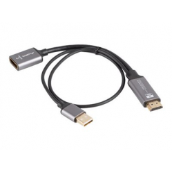 LANBERG AD-HD-DP-02 adapter HDMI - DisplayPort M/F 4K na kablu 20cm srebrny