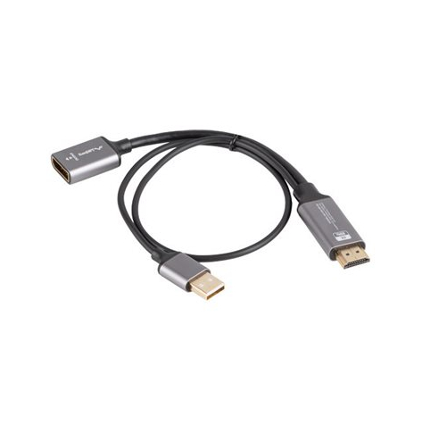 LANBERG AD-HD-DP-02 adapter HDMI - DisplayPort M/F 4K na kablu 20cm srebrny