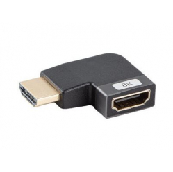 Kabel LANBERG adapter HDMI - HDMI M/F 8K katowy lewo aluminium srebrny