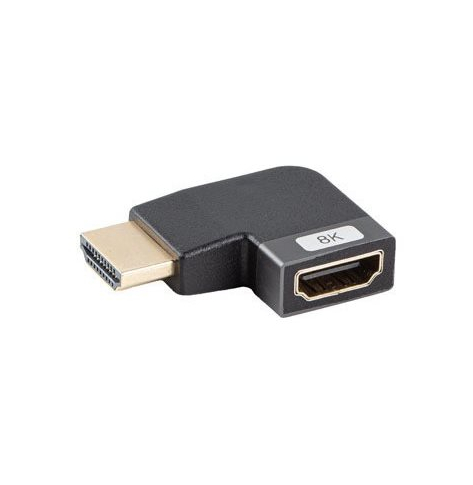 Kabel LANBERG adapter HDMI - HDMI M/F 8K katowy lewo aluminium srebrny