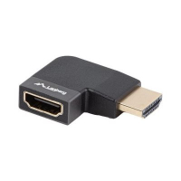 Kabel LANBERG adapter HDMI - HDMI M/F 8K katowy prawo aluminium srebrny