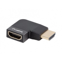 Kabel LANBERG adapter HDMI - HDMI M/F 8K katowy prawo aluminium srebrny