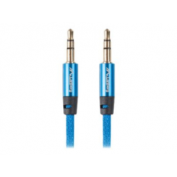 Kabel LANBERG CA-MJMJ-10CU-0010-BL Lanberg Premium Audio Mini jack 3,5mm 3pin, 1m Niebieski