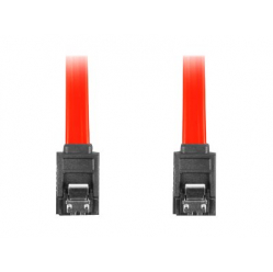 Kabel LANBERG CA-SASA-14CC-0030-R Lanberg SATA DATA II (3GB/S) F/F 30cm z zatrzaskami metalowymi, czerwony