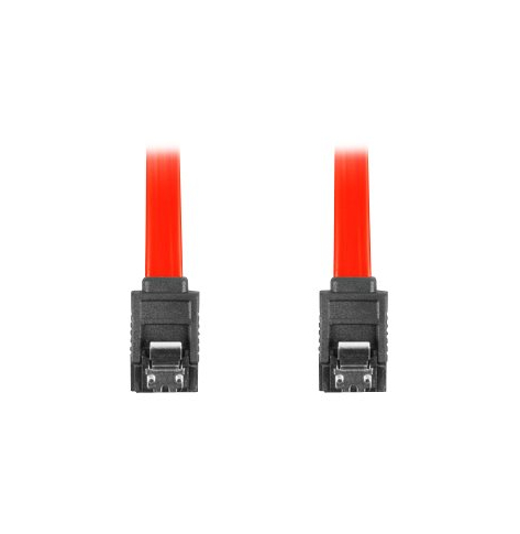 Kabel LANBERG CA-SASA-14CC-0050-R Lanberg SATA DATA II (3GB/S) F/F 50cm z zatrzaskami metalowymi, czerwony