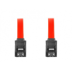Kabel LANBERG CA-SASA-14CU-0030-R Lanberg SATA DATA II (6GB/S) F/F 30cm z zatrzaskami metalowymi, czerwony