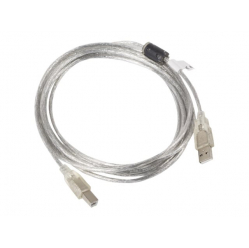 Kabel LANBERG CA-USBA-12CC-0030-TR Lanberg USB 2.0 AM-BM ferryt transparentny 3m