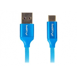 Kabel LANBERG CA-USBO-21CU-0005-BL Lanberg Premium USB-C(M)->A(M) 2.0 0.5M Niebieski