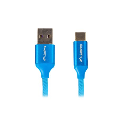 Kabel LANBERG CA-USBO-21CU-0010-BL Lanberg Premium USB-C(M)->A(M) 2.0 1M Niebieski