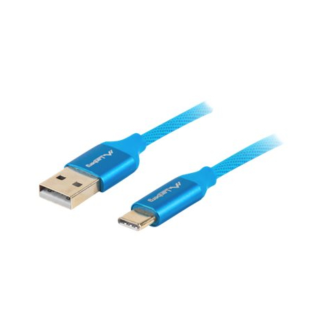 Kabel LANBERG CA-USBO-22CU-0010-BL Lanberg Premium Quck Charge 3.0 ,USB-C(M)->A(M) 1m Niebieski
